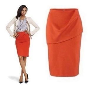 CAbi Burnt Orange Overlay Pencil Skirt sz 4